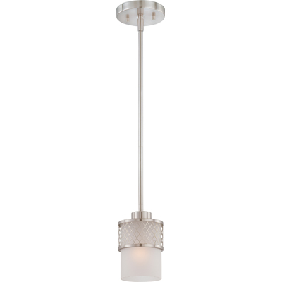 Nuvo Lighting 60/4688  Fusion 1 Light Mini Pendant with Frosted Glass in Brushed Nickel Finish